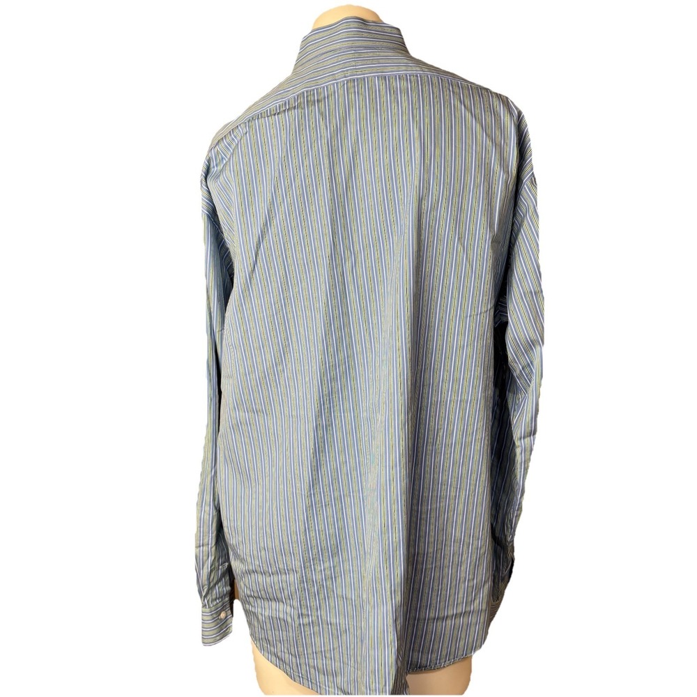 Polo Ralph Lauren Button Up Shirt Stripe 17.5 - 36/37 Summer Colors Green Blue - Picture 5 of 9